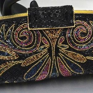 80s La Regale Ltd Bolso convertible con cuentas Embrague a bolso de hombro Colores iridiscentes brillantes