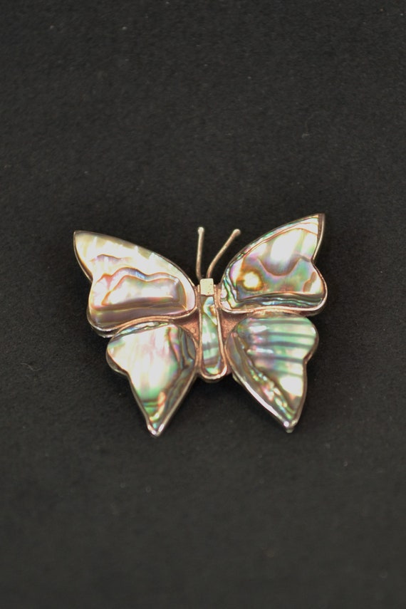 Vintage Taxco Sterling Silver and Abalone Butterfl