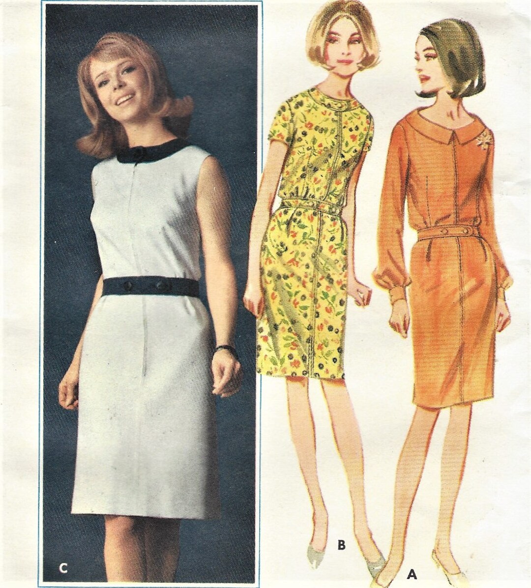 1960s Butterick Sewing Pattern 3997 Womens One Piece Front - Etsy