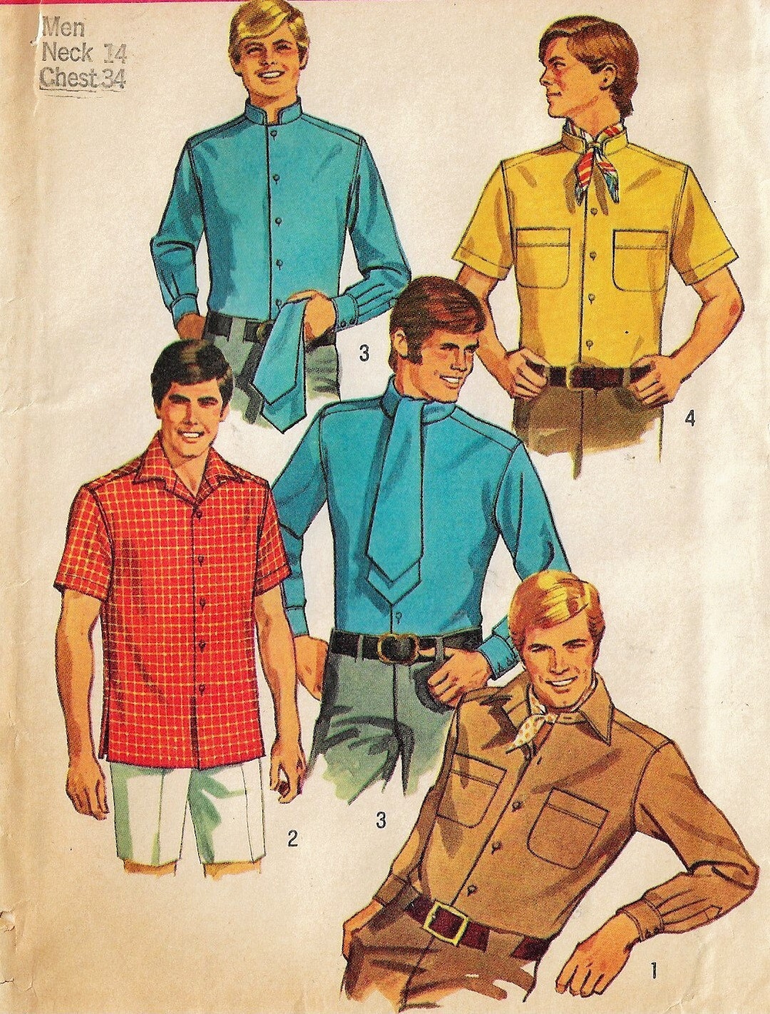 Buy 60s Mod Men's Shirts Nehru Collar, Scarf & Ascot Simplicity