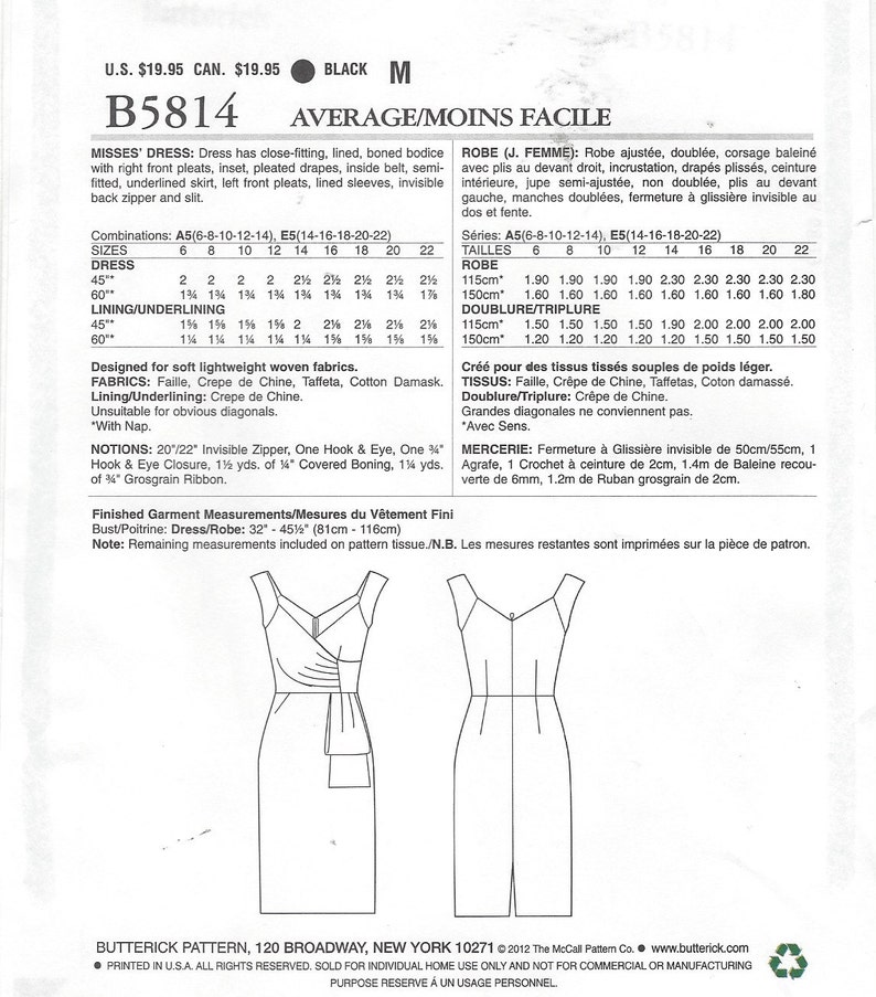 Butterick Sewing Pattern B5814 Patterns by Gertie Womens Etsy