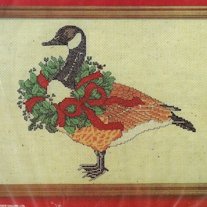 1980s Christmas Goose Janlynn Counted Cross Stitch Kit 59-1 Designed by Gloria & Pat New in Package