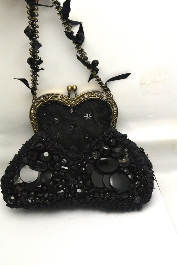 Mary Frances Lolita Purse Black with Sequins, Lac… - image 5