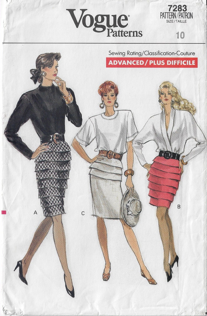1980s Womens Unusual Tiered Pencil Skirt With Variations Vogue - Etsy