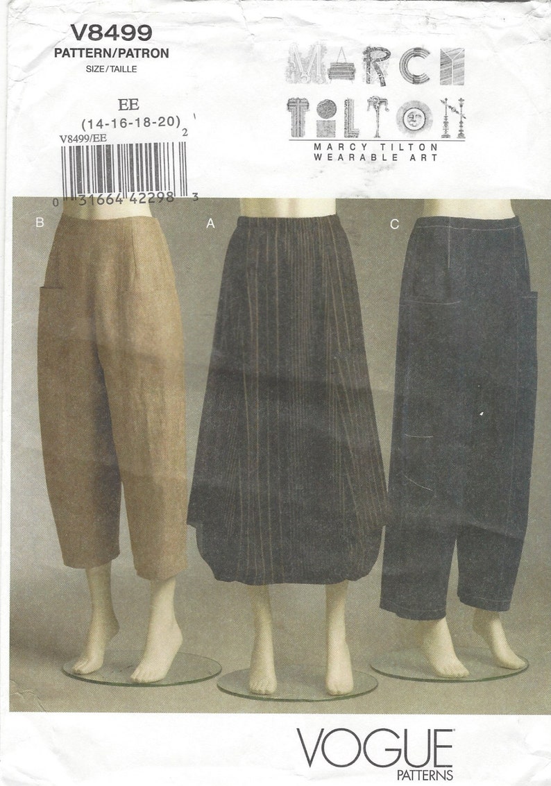 Marcy Tilton Womens Skirt and Pants Vogue Sewing Pattern V8499 - Etsy