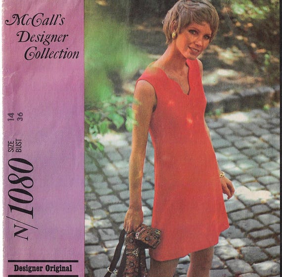 60s Womens Empire Waist Dress McCalls Sewing Pattern 1080 Size 14 Bust 36