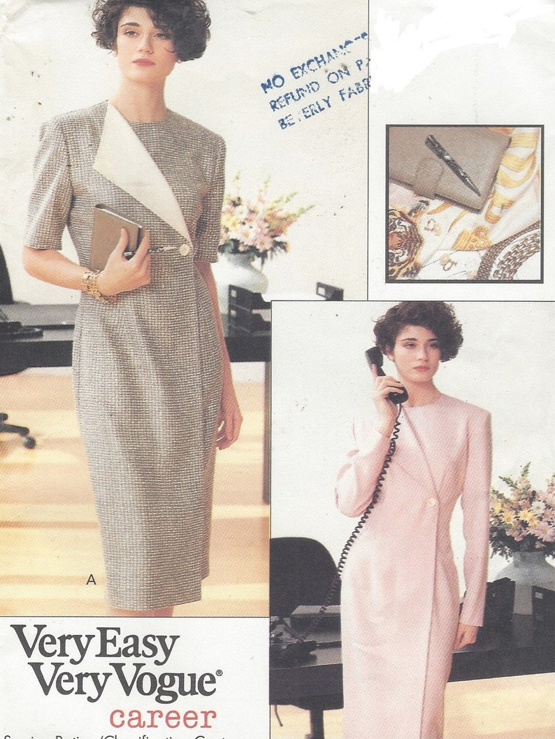 Download 1980s Womens Mock Wrap Dress Front Overlay Perfect for ...