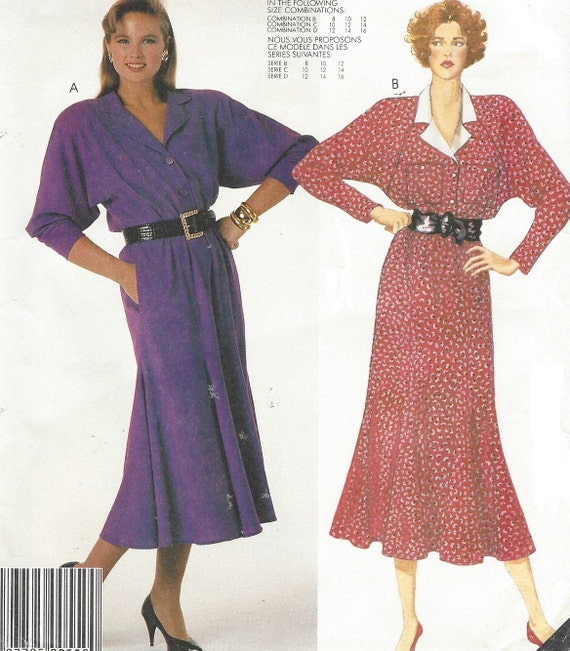 80s Mccalls Sewing Pattern 2765 Womens Raglan Sleeve Flared | Etsy