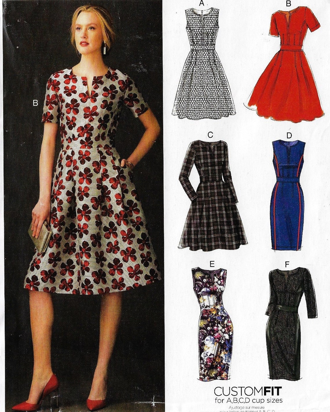 Womens Fit & Flare Dress With Variations Vogue Sewing Pattern Etsy