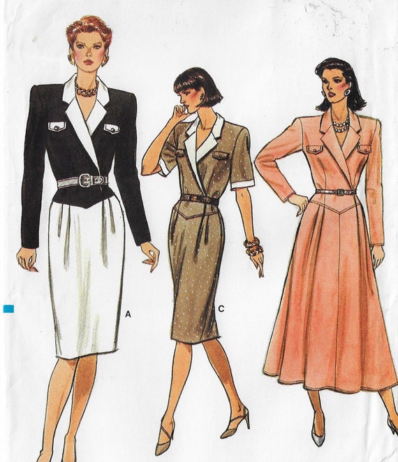 80s Dropped Waist Dress Vogue Sewing Pattern 9708 Size 12 14 16 FF - Etsy