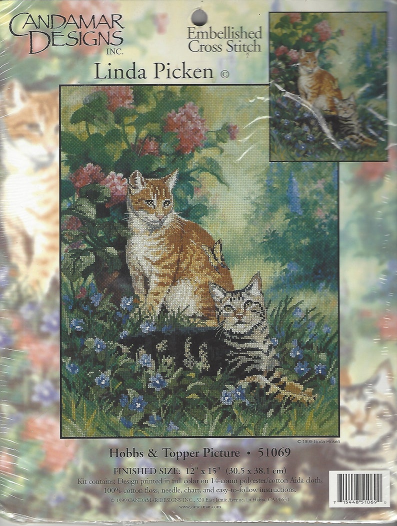 90s Hobbs /& Topper Picture Embellished Cross Stitch Kit Candemar Designs Kit 51069 Designed by Linda Picken UnOpened Cross Stitch Kit
