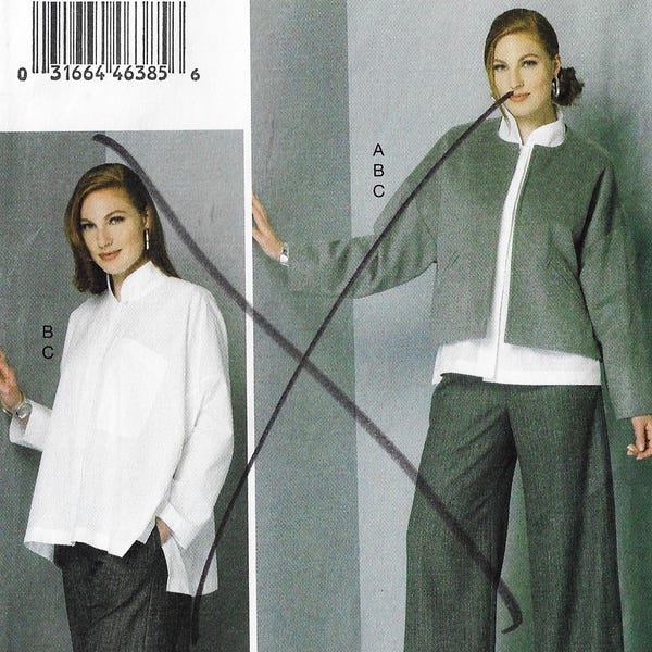 Patrón de costura Vogue V9162 de Kathryn Brenne para chaqueta Lagenlook, camisa grande y pantalones de pierna ancha para mujer. Tallas 16, 18, 20, 22, 24 y 26. Busto: 38 a 48.