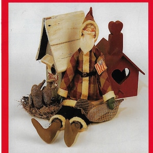 Jaren 90 Vogel in de hand Santa 20 "primitieve santa decoratieve pop KIT Patrice &bedrijfspatroon, alle stoffen en batting inbegrepen