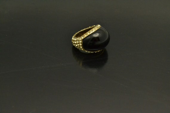 Stunning Onyx Dome Ring with Complete Rhinestone … - image 7
