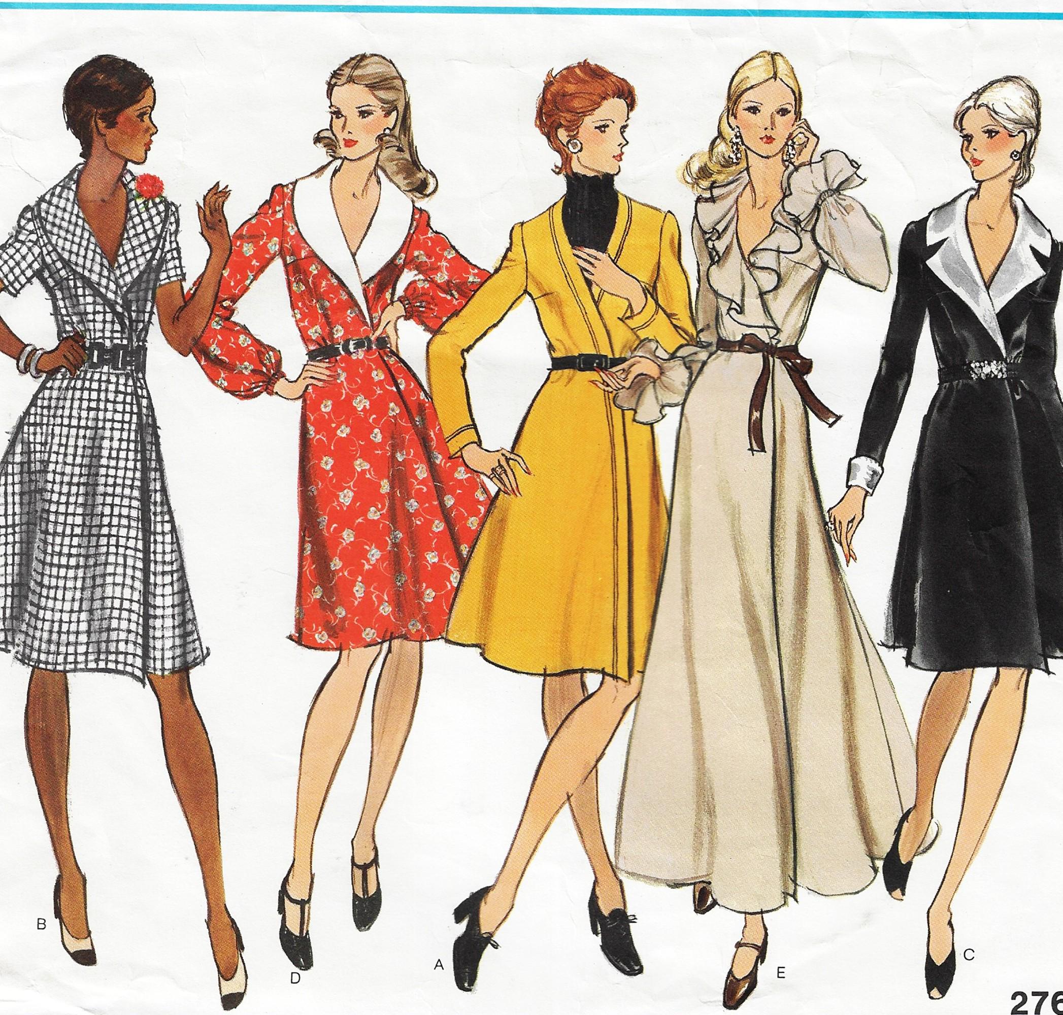 My Favorite Patterns for Dressing　アンティーク 70s Womens Wrap Dress Vogue Sewing Pattern 2764 Size 12 FF - Etsy