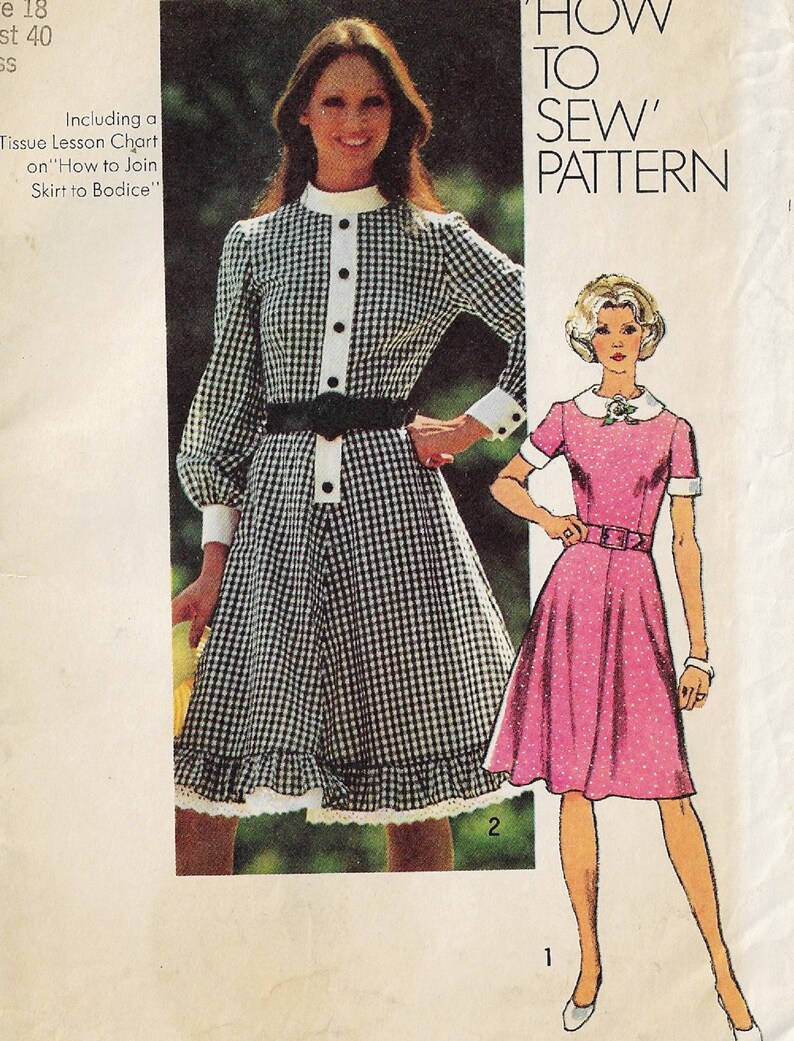 1970s Simplicity Sewing Pattern 9849 Womens Dress with Flared | Etsy