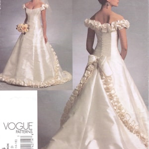 Bellville Sassoon Womens Wedding Dress Off the Shoulder Vogue Sewing Pattern V1095 Size 12 14 16 Bust 34 36 38 FF