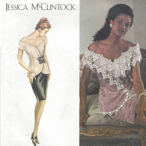 90s Jessica McClintock Womens Off the Shoulder Two Piece Dress Simplicity Sewing Pattern 9337 Size 16 18 20 Bust 38 40 42 FF
