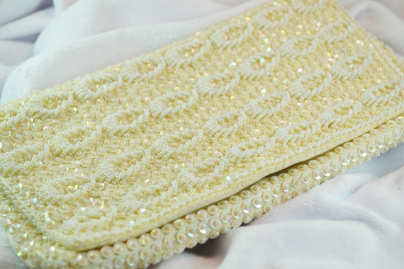 1950s Marshall Fields Ivory Clutch Hand Made in H… - image 6