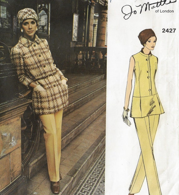 70s Jo Mattli Womens Three Piece Pants Suit Vogue Pattern 2427 Size 14 Bust  36 FF Couturier Design -  Canada