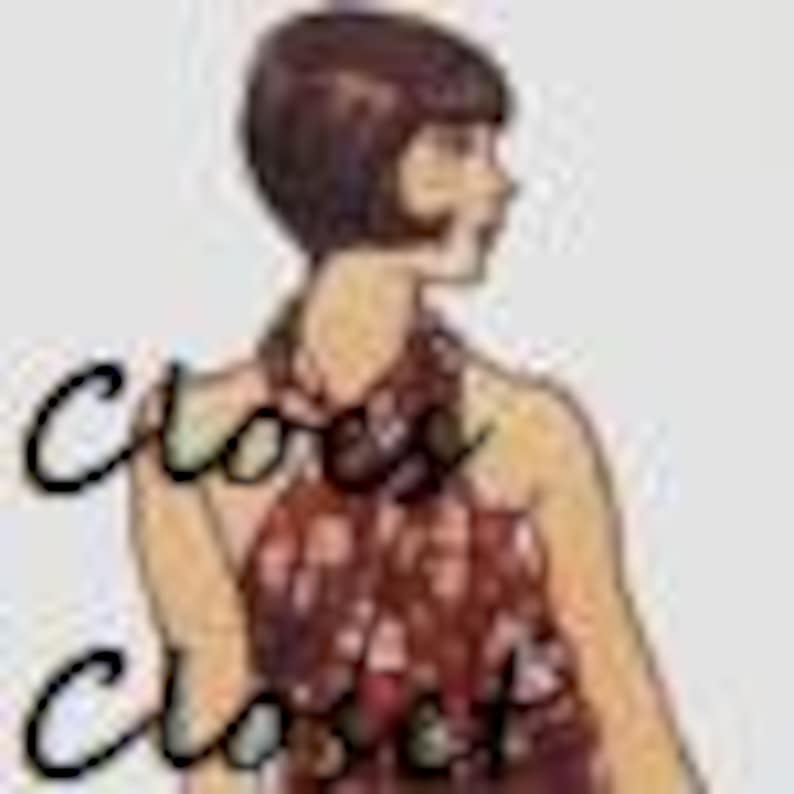 May include: A brown halter top dress with a geometric pattern. The dress is sleeveless and has a high neckline. The text "Cloes Closet" is on the left side of the image.