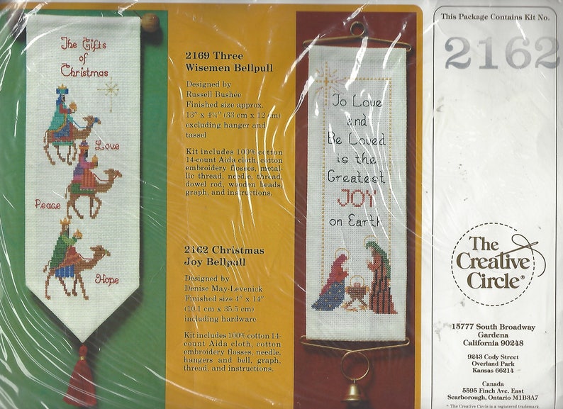 80s Christmas Joy Bellpull Creative Circle Counted Cross Stitch Kit 2162 By Denise May-Levenick Christmas Bellpull Kit 4 x 14 NIP