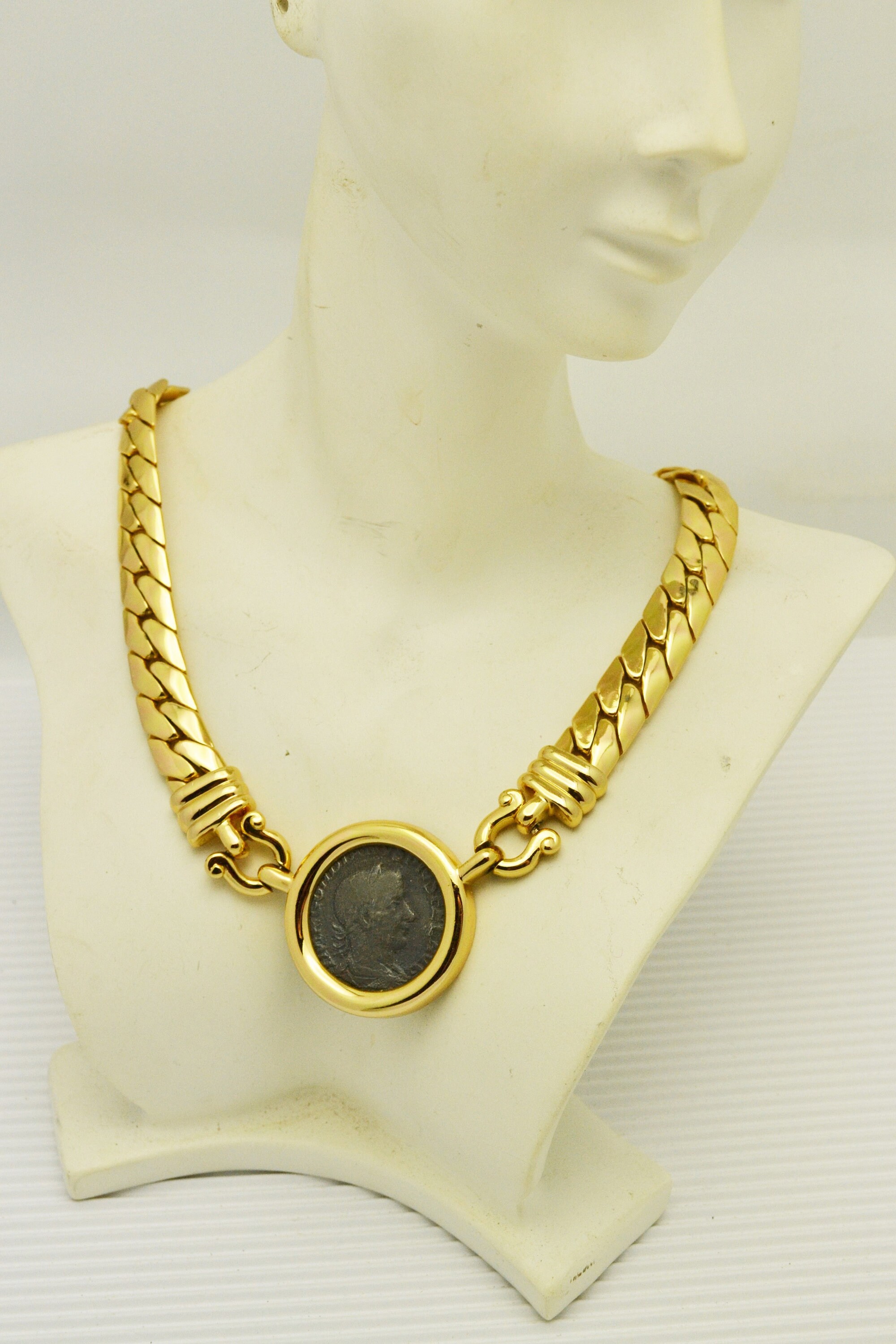 1980s Carolee Roman Soldier Necklace in Shiny Gold Plated - Etsy