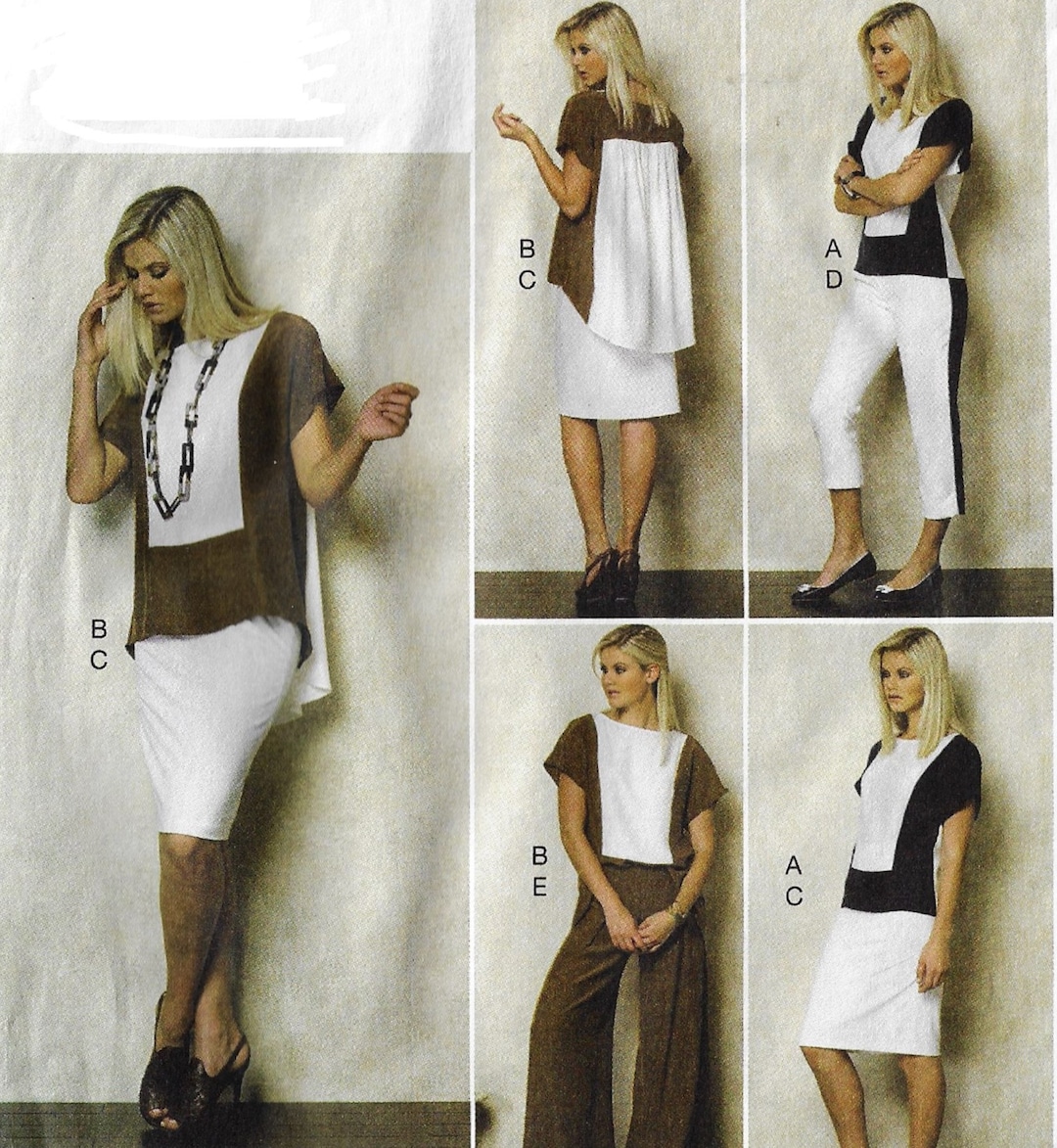 Colorblock Top Womens Colorblock Tops or Tunics, Skirt and Pants OOP Vogue Sewing ...