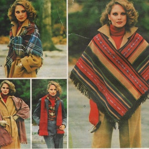 May include: Four different styles of women's scarves. The first scarf is a plaid pattern in blue, red, and white. The second scarf is a red, black, and white striped pattern. The third scarf is a plaid pattern in red, black, and white. The fourth scarf is a striped pattern in red, black, and white.