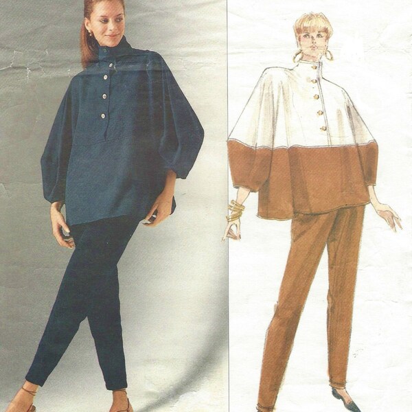 90s Isaac Mizrahi Womens Tunic or Tent Top & Tapered Pants Vogue Sewing Pattern 2496 Size 12 14 16 Bust 34 36 38 FF Label Included