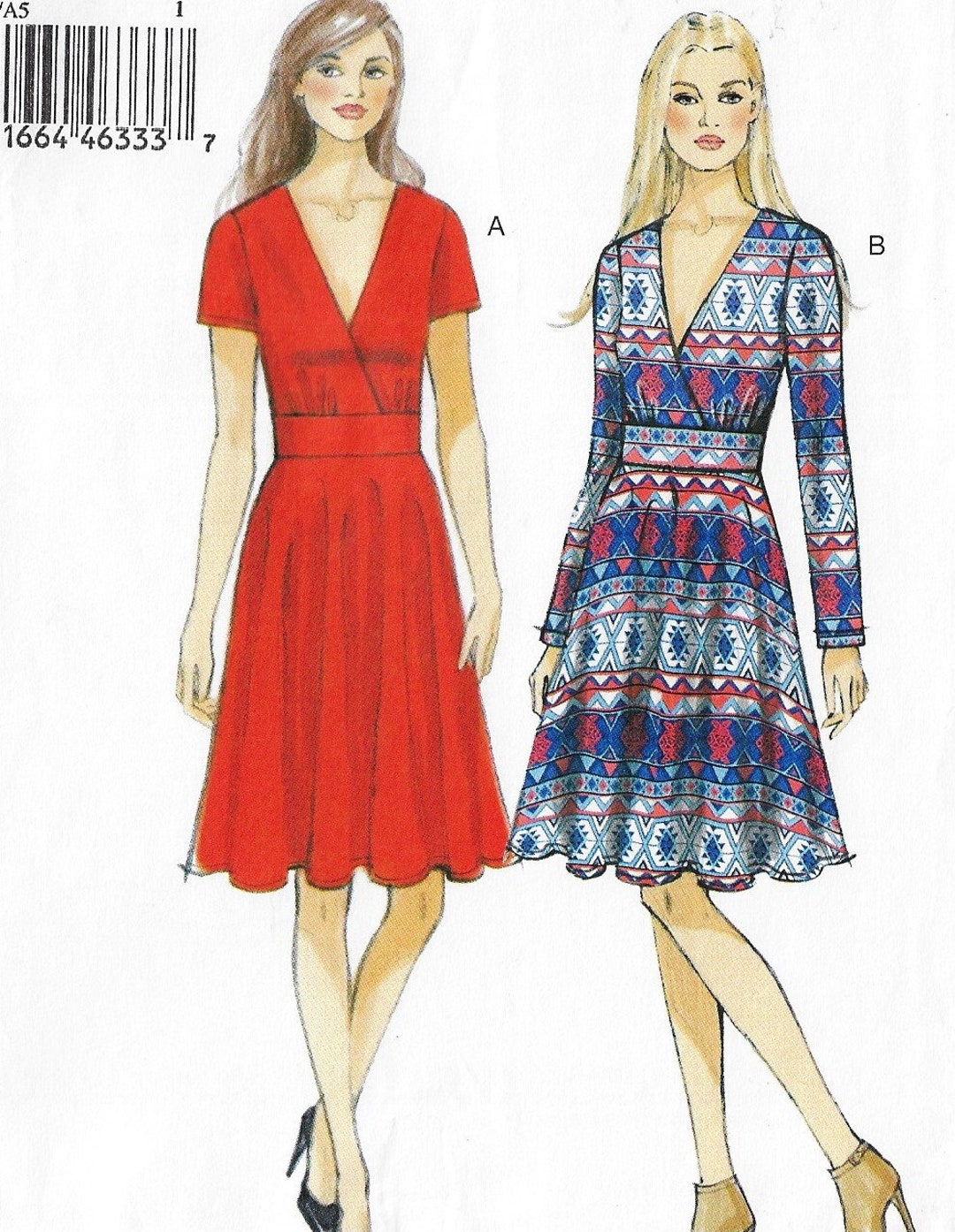 Womens V Neckline Dress With Variations OOP Vogue Sewing Pattern V9146 ...