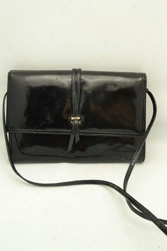 Vintage Jay Herbert Quilted Flap Black Patent Leather Chain