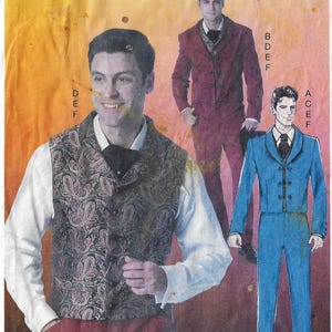 Men&#39;s Period Costume Jacket, Vest, Pants & Cravat McCalls Sewing Pattern  7216 Size S to XXL Chest 34 to 52 FF
