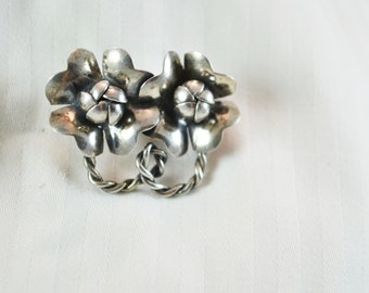 Vintage Sterling Silver Raffaele Brooch Floral Scroll Pin 1940s Accessory for Her