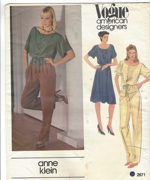 70s Anne Klein Womens Jumpsuit or Dress Vogue Sewing Pattern 2671 Size 12 Bust 34 FF Etsy Australia