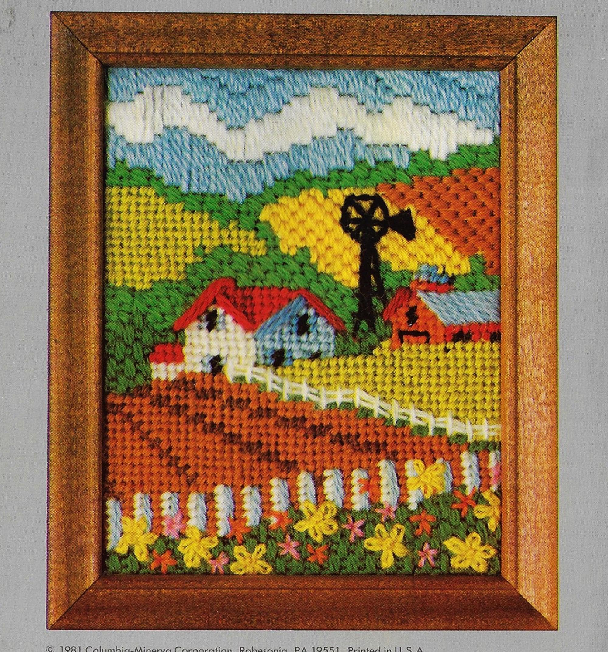 Vintage Columbia Minerva Needlepoint Kit to Make a Pillow or Footstool