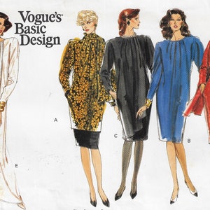 80s Womens Tapered Dress or Tunic & Skirt Vogue Sewing Pattern 2402 Size 12 14 Bust 34 36 FF