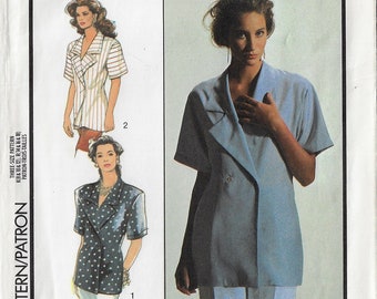 80s Set of Womens Blouses with Variations Style Sewing Pattern 1570 Size 8 10 12 Bust 31 1/2 to 34 FF