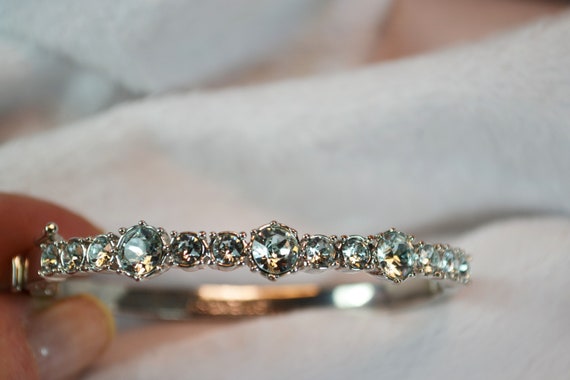 Sparkling Signed Givenchy Hinged Bangle Bracelet … - image 3