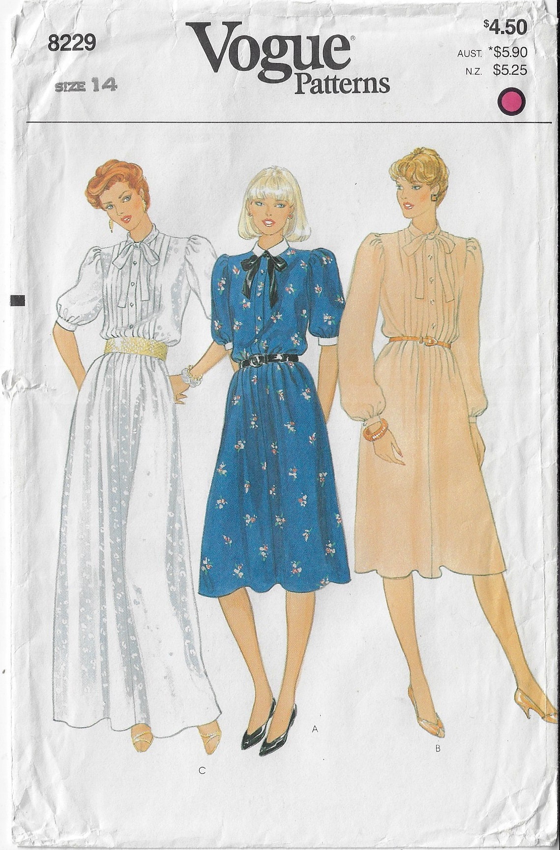 80s Womens Pintucked Dress With Variations Vogue Sewing