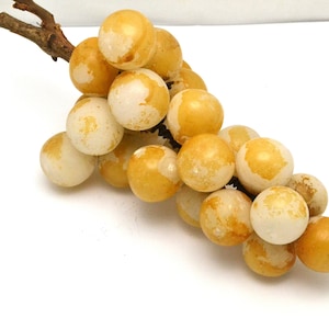 Mid Century Modern Alabaster Grape Bunch Forked Grapevine Stem Warm Golden Color Made in Italy