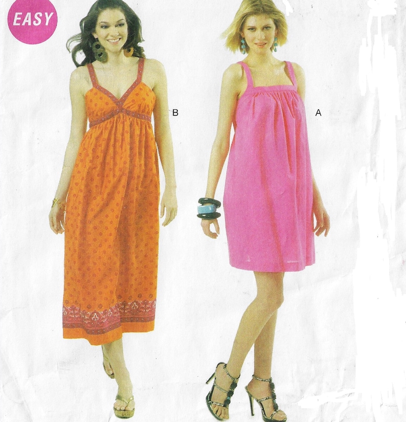 OOP McCalls Sewing Pattern M6351 Womens Summer Sundress in 2 Lengths and Styles Mini or Midi Size 6 8 10 12 14 Bust 30 12 to 36 FF