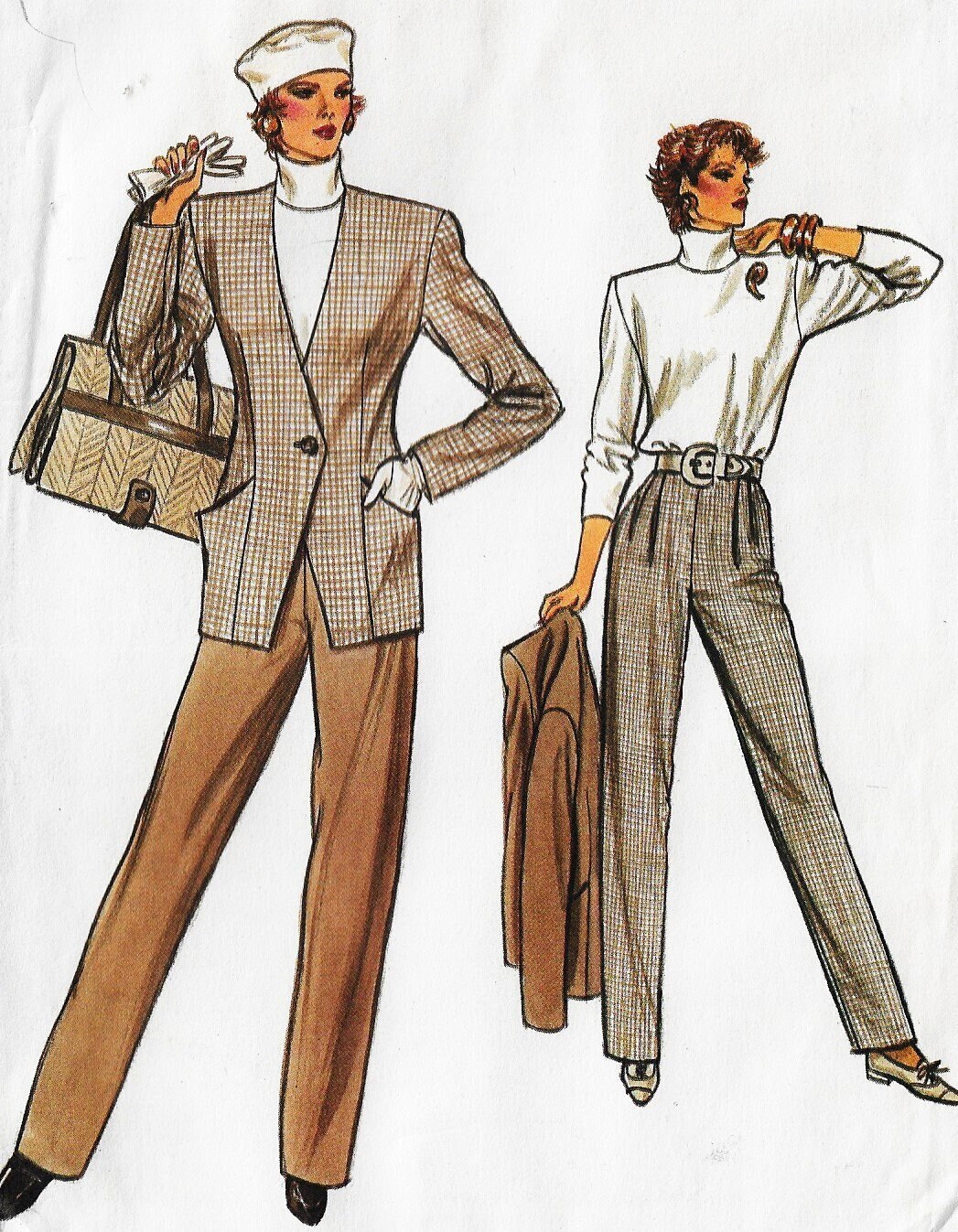 80s Womens One Button Jacket, Pants & Top Vogue Sewing