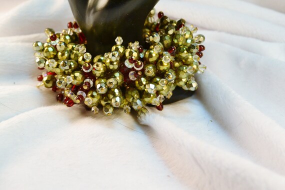 1960s Vintage Gold & Red Beaded Cha Cha Expansion… - image 4