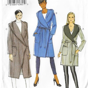 Wrap Coat & Belt Hood Option Vogue Sewing Pattern V9069 Size 4 to 14 FF