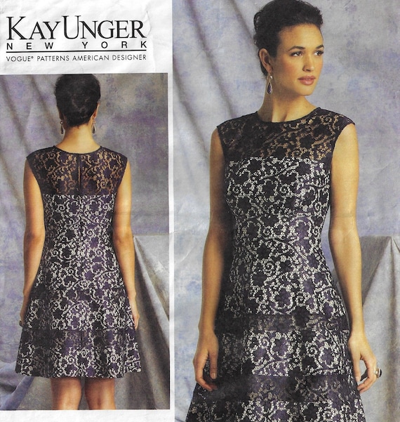Kay Unger Womens Tiered Fit and Flare Dress Sleeveless OOP Vogue