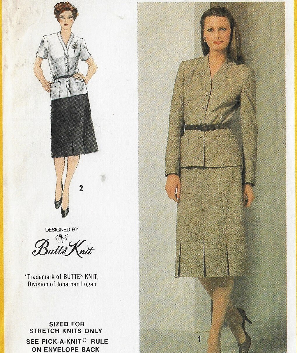 80s Butte Knit Womens Skirt & Lined Jacket Simplicity Sewing
