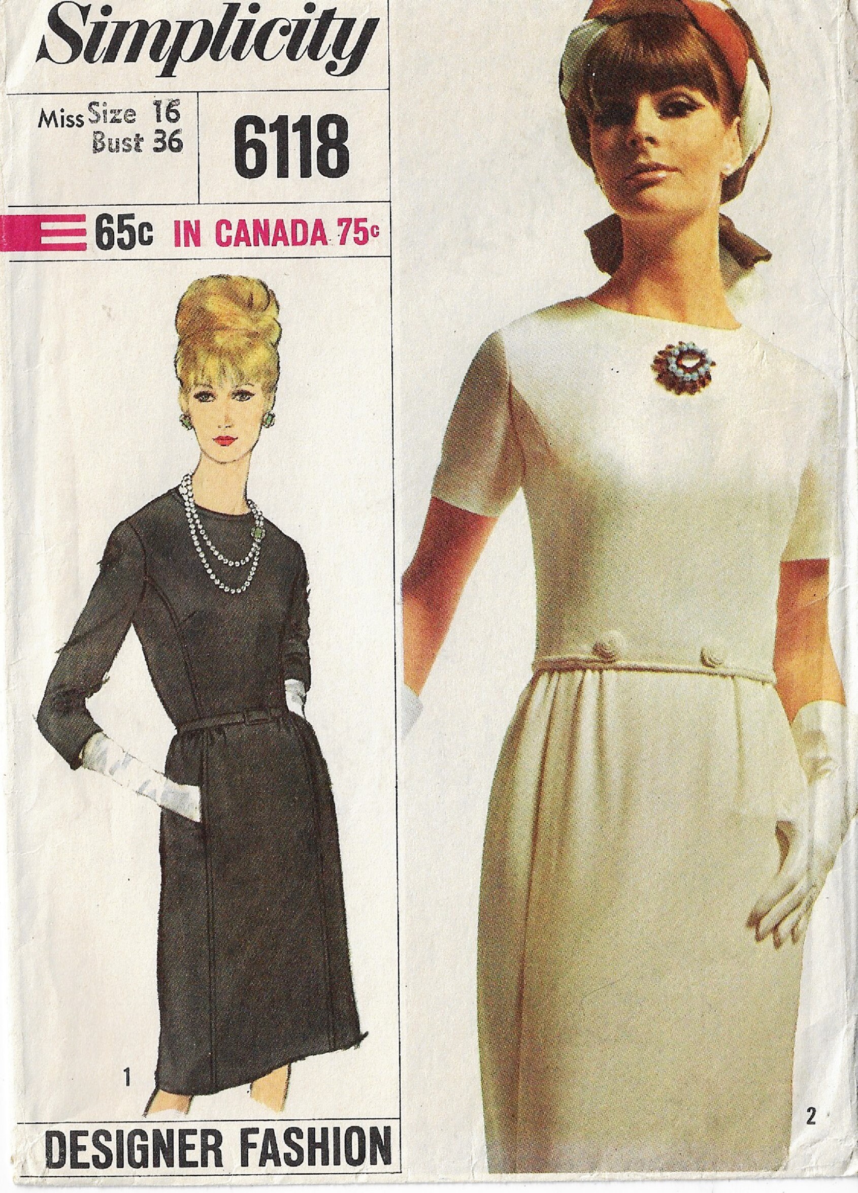 1960s Simplicity Sewing Pattern 6118 Designer Fashion Womens Etsy