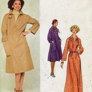 70s Geoffrey Beene Womens Pullover Dress Raglan Sleeve Vogue Sewing Pattern 1257 Size 10 Bust 32 1/2 FF