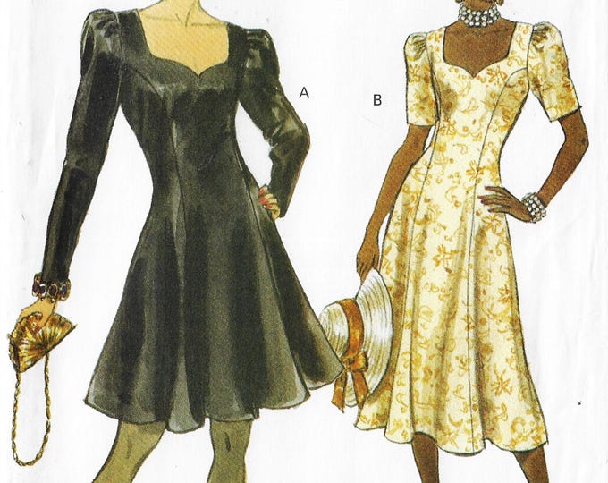 90s Womens Princess Seam Fit & Flare Dress With Variations Vogue Sewing ...